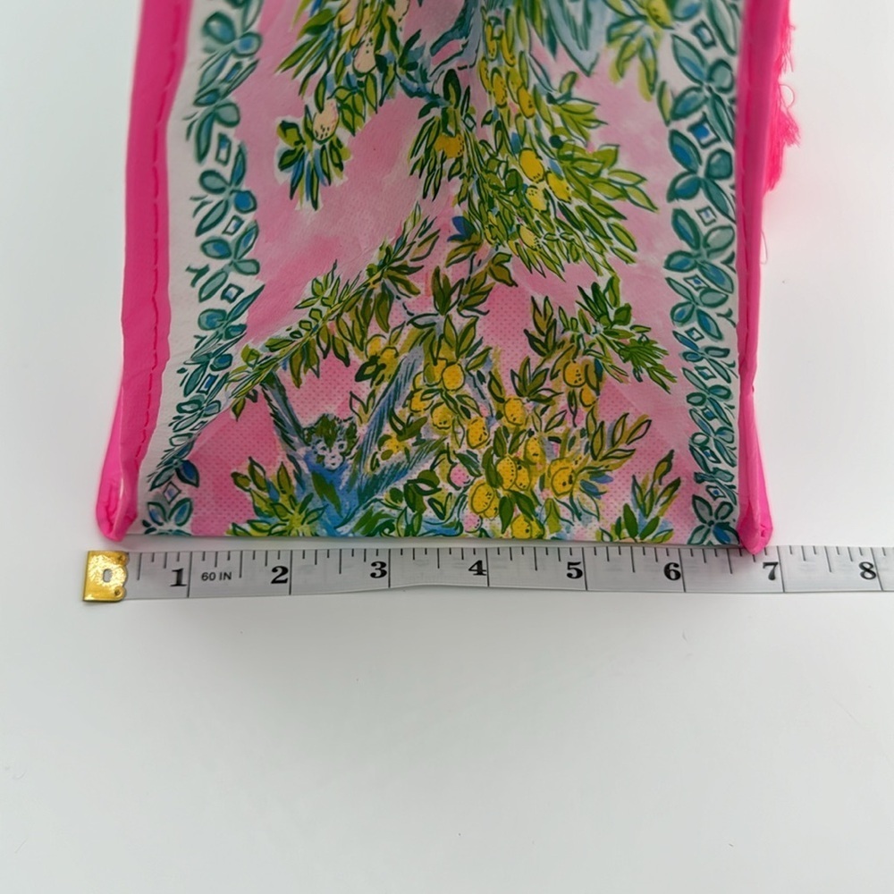 LILLY PULITZER Palm Beach Print Pink Reusable‎ Shopping Bag Tote 15”x 11”x 7” - Picture 5 of 7